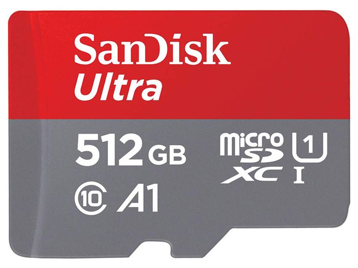 SanDisk 512GB Ultra MicroSDXC UHS-I Memory Card with Adapter - 100MB/s, C10, U1, Full HD, A1, Micro SD Card - SDSQUAR-512G-GN6MA